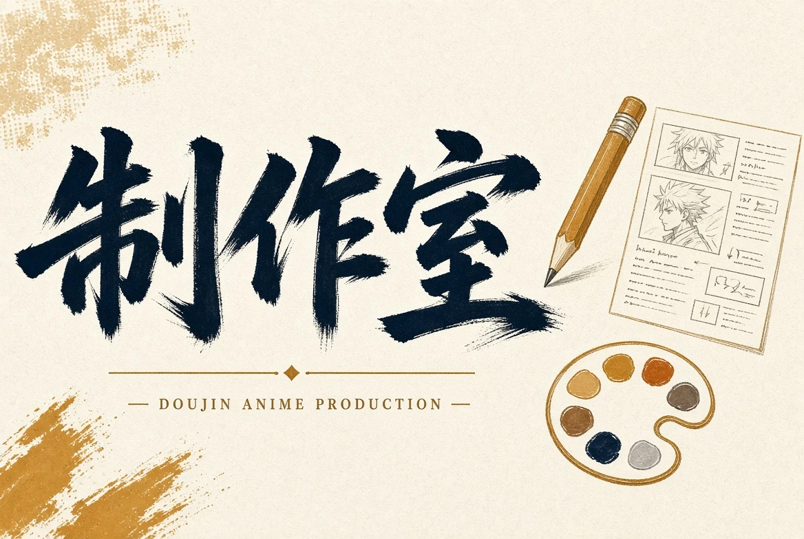 动画制作室分镜和色彩观察画面